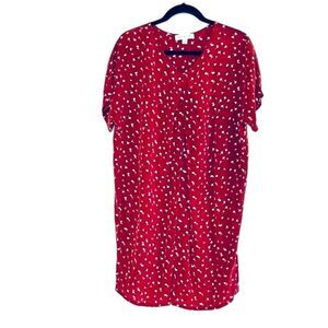 Amour Vert 100% Silk Shift Dress Burgundy Red Size Medium